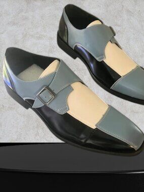 Men's three-tone monk strap oxford shoes